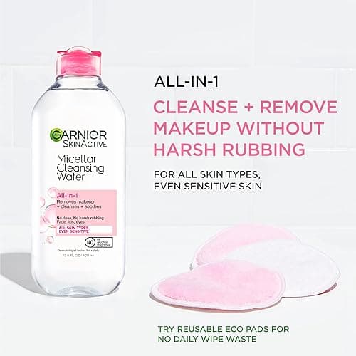 Garnier Micellar Cleansing Water, All-in-1 Makeup Remover and Facial Cleanser, For All Skin Types, 3.4 Fl Oz (100mL), 1 Count (Packaging May Vary) - 3.4 Ounce thumbnail 3