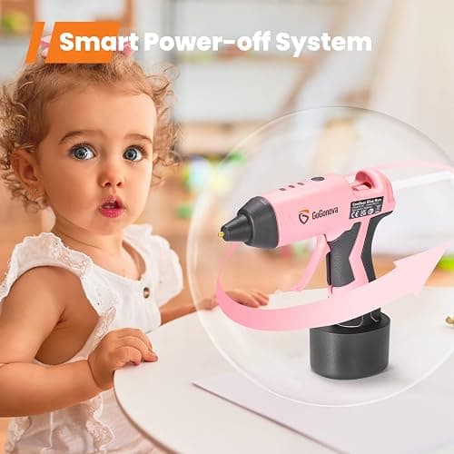 Cordless Hot Glue Gun, GoGonova 15s Fast Preheating 5Ah Built-in Battery Hot Melt Glue Gun, Smart Power-Off, Kit with 25 Pcs Premium Mini Glue Sticks and USB-C Charging Port (Pink) thumbnail 4