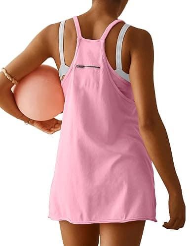 VIUTIL Womens Athletic Dress Built in Shorts Hot Shot Mini Dress Spaghetti Straps Tennis Workout 2026 Summer Romper Dress thumbnail 2