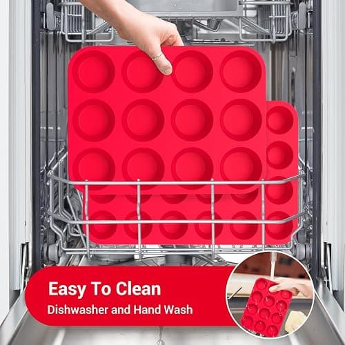 Redfly 2 Pack Silicone Muffin Pans for Baking & Cupcake Pan - 12 Cup Regular Size Silicone Molds, BPA Free Egg Bites Mold thumbnail 7