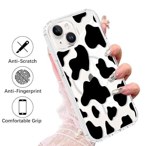 KANGHAR Magnetic Designed for iPhone 15 Case Clear Compatible with MagSafe Cute Cow Print Pattern Soft TPU Bumper Shockproof Anti-Scratch Slim Phone Cover Designed for iPhone 15 Cases thumbnail 2