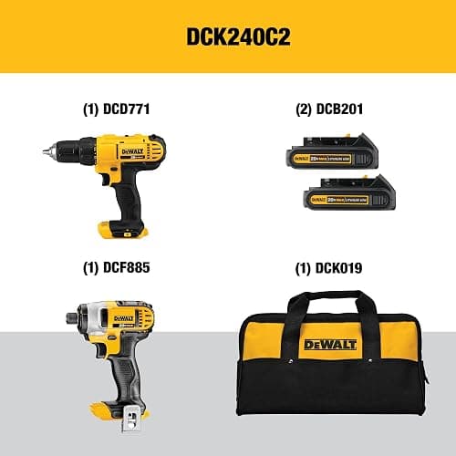 DEWALT 20V MAX Cordless Drill and Impact Driver, Power Tool Combo Kit with 2 Batteries and Charger (DCK240C2) thumbnail 3