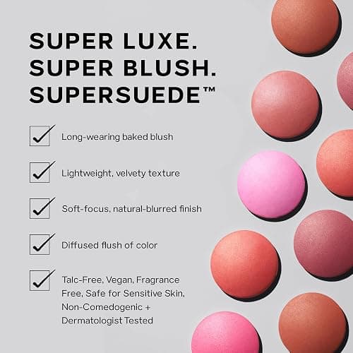 Saie SuperSuede Baked Blush - Talc-Free Powder Blush for Cheeks Infused with Hyaluronic Acid, Glycerin + Squalane - Hydrating Face Makeup for a Natural, Diffused Flush of Color - Grazie (0.1 Ounce) thumbnail 6