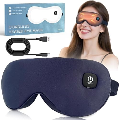 Cordless Heated Eye Mask for Dry Eyes Relief, with 3 Heat Settings, Washable Eye Cover, Warm Heating Pad for Stye Eye Treatment & Travel Use - Image 1