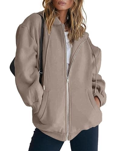 Jhsnjnr Women's Zip Up Hoodies Oversized Sweatshirt with Pocket Casual Long Sleeve Fall Jackets thumbnail 4