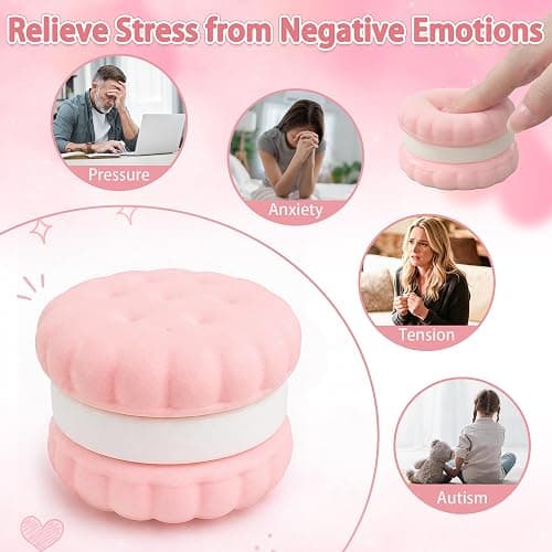 Slow Rising Squishy Bread, 3 Layers Detachable Soft Cookie Pink Squishies ,Sandwich Shaped Stress Relief Fidget Toys, Cute Food Squishies for Kids Adult Party Favors thumbnail 6