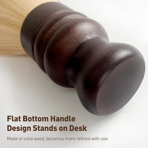 Jaasuee Large Neck Duster Soft Nylon Hair Barber Brush with Wooden Handle Face Cleaning Hairbrush for Haircuts and Styling Kits, Brown thumbnail 7