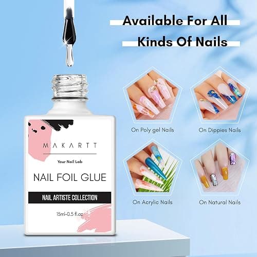 Makartt Nail Foil Glue Gel for Nail, Foil Gel Transfer for Nails Art Stickers Strong Adhesion Foil Transfer Gel Soak Off Salon DIY UV LED Lamp Required 15ML(0.5 fl.oz) thumbnail 3