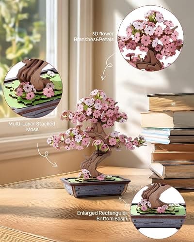 ROWOOD Sakura Bonsai 3D Puzzle, DIY Holzpuzzle Modellbausatz Für Erwachsene, Klassiker Sakura Konstruktions Und Handwerks Set, Perfekt Deko Für Zuhause Sowie, Geschenk Zu Weihnachten Oder Geburtstag thumbnail 6
