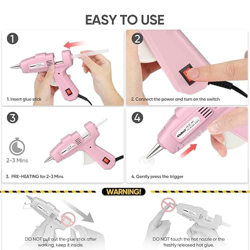 ROMECH 20W Mini Hot Glue Gun with 30 Glue Sticks Set, Fast Preheating Hot Glue Gun Kit Heavy Duty Gluegun for Craft, DIY, Repairs (Pink) thumbnail 6