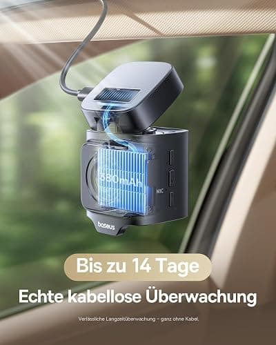Baseus VD1 Pro Dashcam Auto Vorne Hinten 4K+1080P, Solar-Dashcam mit 14-Tägiger Batterie-Standby-Parkmodus, Dash Camera Auto mit Akku, STARVIS Nachtsicht, 5GHz WLAN, GPS, 32GB Karte thumbnail 4