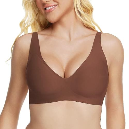 Jelly Wireless Bra Deep V Push Up Seamless T-Shirt Comfortable Plunge No Underwire Bras with Adjustable Straps Everyday Bras - Image 1