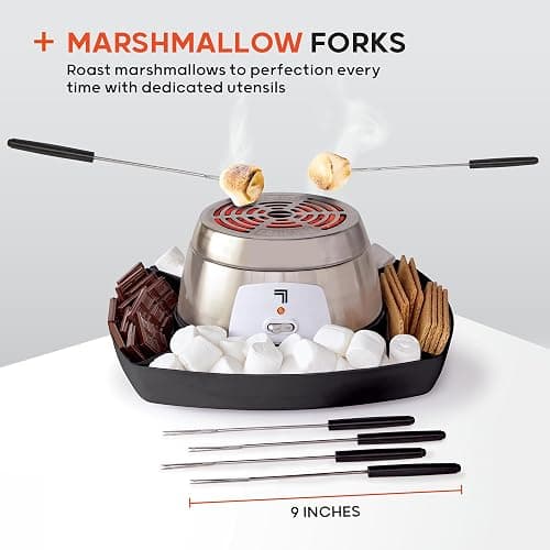 Sharper Image Electric S’mores Maker – 8-Piece Indoor S'mores Kit| 6 Skewers & Serving Tray| Flameless Tabletop Appliance for Kids & Families| Kitchen Gadget| Movie Night Date Night Housewarming Gift thumbnail 7