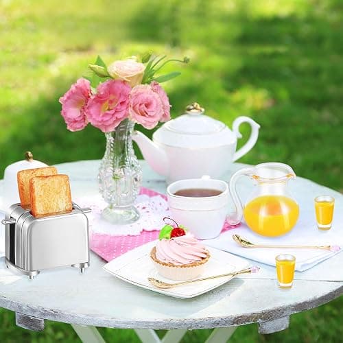 Dollhouse Accessories Decoration 1:12/1:6 Dollhouse Miniature Scene Model Mini Kitchen Accessories Set Scene Breakfast Bulk Pretend Toy DIY Birthday Gift Decor(Juice, Butter, Bread Machine Set) thumbnail 2