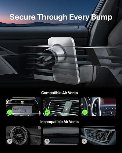 Belkin MagSafe Vent Mount Pro - MagSafe Phone Mount for Car, Magnetic Phone Holder Compatible with iPhone 17, 16, 15, Series, 14 Series, Pixel 10, and More - Gray thumbnail 4