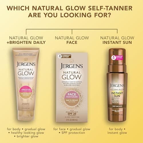 Jergens Natural Glow Self Tanner Body Lotion, Sunless Tanning, Fair to Medium Skin Tone, Daily Moisturizer with Coconut Oil, Vitamin E and Antioxidants, 7.5 Oz thumbnail 8