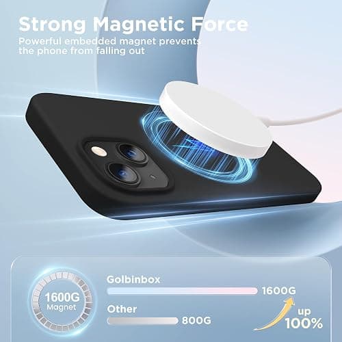 GolbinBox Magnetic for iPhone 15 Case, Compatible with MagSafe, [Soft Anti-Scratch Microfiber Lining], Slim Liquid Silicone Shockproof Protective Phone Case for iPhone 15 6.1 inch, Black thumbnail 3
