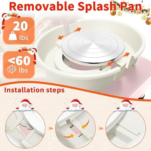 MZOKUU Pottery Wheel for Adults, 10 Inch Ceramic Wheel Forming Machine with LCD Touch Screen 50-320RPM Speed Adjustable and Foot Pedal Detachable Basin, Home DIY & Art Craft, Pink thumbnail 4