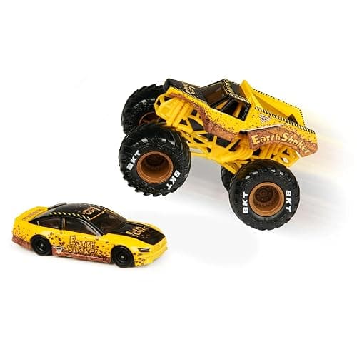 Monster Jam Official 1:64 Scale Diecast 2-Pack Series 5 Monster Truck and Race Car: Earth Shaker thumbnail 3