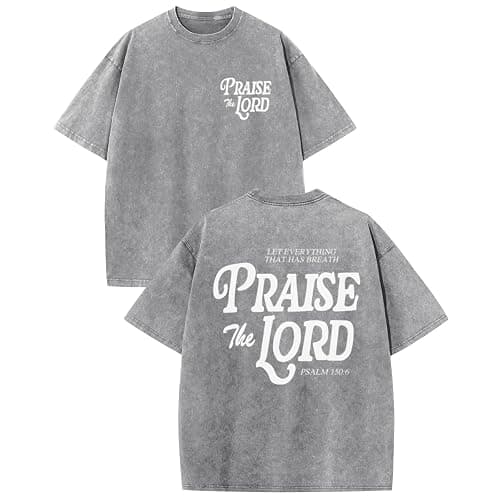 Wedsadl Christian Jesus Shirts for Men Religious Praise The Lord Bible Verse Shirt Oversized Graphic Tees Acid Wash Tshirt - Image 1