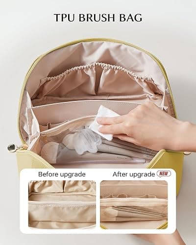 EACHY Travel Makeup Bag, Large Capacity Cosmetic Bags for Women, Waterproof Portable Pouch Open Flat Toiletry Bag thumbnail 3