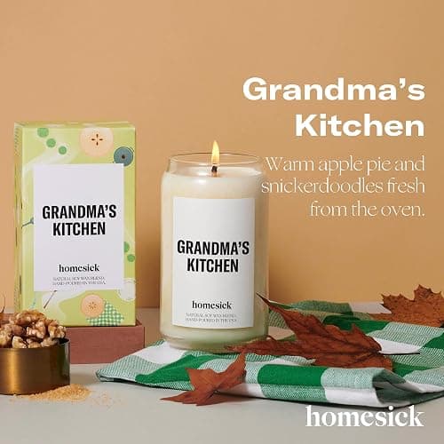 Homesick Scented Candles for Home (Grandma's Kitchen) - 13.75 oz Long-Lasting Natural Soy Wax Blend Jar Candle Gifts for Women & Men, 60-80 Hours Burn Time - Notes of Butter, Apple & Cream thumbnail 2