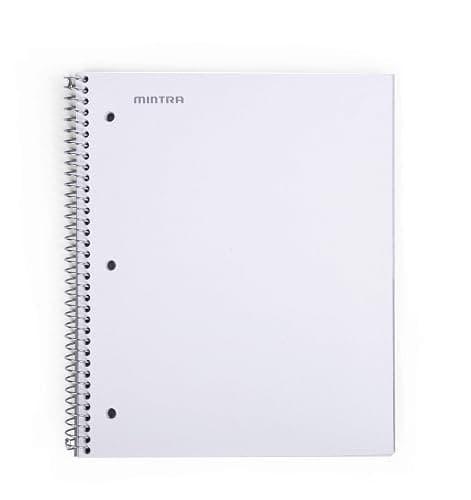 Mintra Office Durable Spiral Notebooks, 1 Subject, (White, College Ruled 3 pack), 100 Sheets, Poly Pocket, Moisture Resistant Cover, Strong Chipboard back, For School, Office, Business - White - College Ruled 3pk thumbnail 2