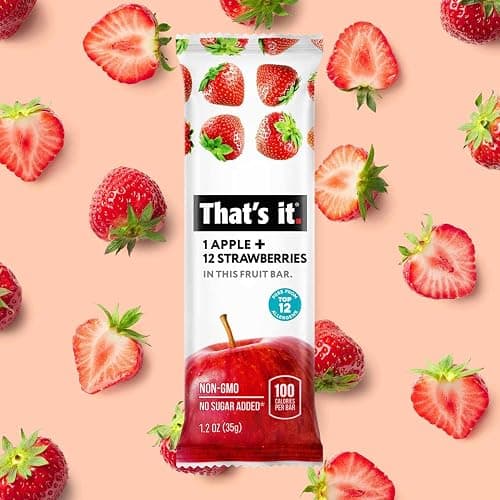 That's it. Apple + Strawberry 100% Natural Real Fruit Bar, Best High Fiber Vegan, Gluten Free Healthy Snack, Paleo for Children & Adults, Non GMO No Sugar Added, No Preservatives Energy Food (12 Pack) thumbnail 4