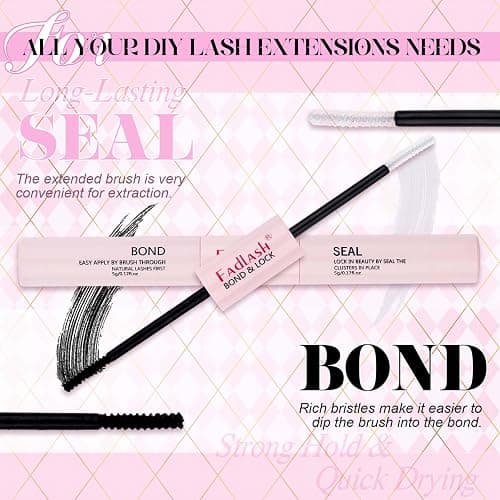 FADLASH Lash Extension DIY Kit Lash Clusters D Curl Cluster Lashes with Lash Bond and Seal Cluster Lashes Glue Remover Lash Tweezers for DIY Eyelash Extension at Home（Kit 40D+50D-0.07D-12-18MIX） thumbnail 4