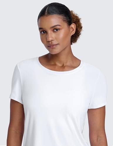 CRZ YOGA Cloudweight Workout Tops for Women Lightweight Athletic Short Sleeve Shirts Gym Running Side Slit T-Shirts thumbnail 4