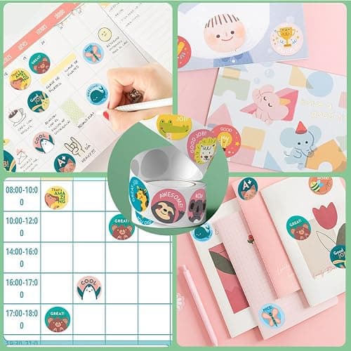 1500PCS Teacher Stickers, 3 Rolls Classroom Motivational Potty Training Stickers for Kids Students Reward School Supplies Teacher Must Haves-24 Cute Designs, 1 inch thumbnail 7