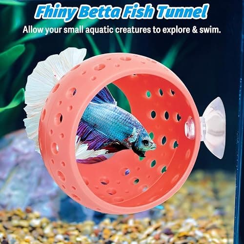 Fhiny Betta Tunnel, Aquarium Betta Fish Hideout with Suction Cup Fish Tank Tunnel Shrimp Cave Aquarium Decor Fish Tank Accessories for Small Fish Shrimp Betta Guppy Hiding Resting (Pink) thumbnail 3