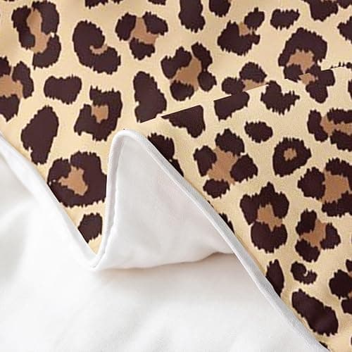 Homemissing Léopard 100% Coton Housse de Couette 220x240cm Enfants guépard Literie Set Safari Animaux Parure de lit Coton Housse de Couette Marron Noir Set literie thumbnail 5