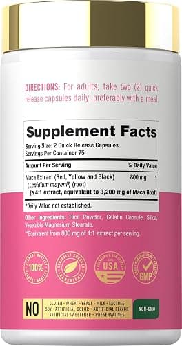 Carlyle Maca Root Capsules for Women | 150 Count | Non-GMO, Gluten Free Supplement | for Her thumbnail 2