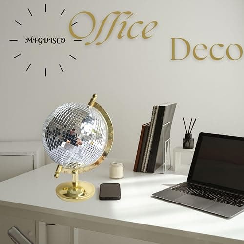 MFGDISCO Disco Ball Globe Home Decor Statues Classic Tabletop Art Sculpture Gold Discoball Unique Western Modern Decorative Aesthetic Sculptures, 6.5" x 6" x 9",Bright Gold thumbnail 9