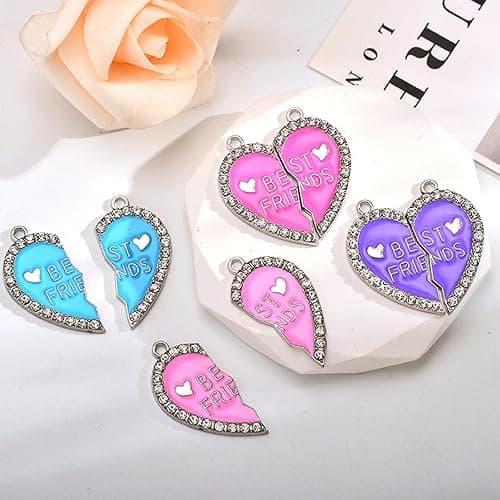 kapitomanio Best Friend Friendship Charms for 2, BFF Matching Heart Charms for Women Girls Stanley Cup Tumbler Water Bottle - Blue thumbnail 2