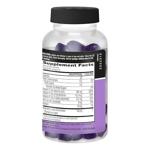 Airborne Elderberry + Zinc & Vitamin C Gummies for Adults, Immune Support with Antioxidants Vitamins C, D & E, 130 Count, Elderberry Flavor thumbnail 16
