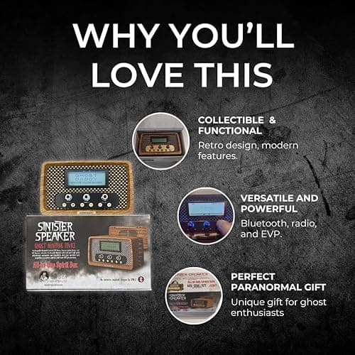 Sinister Speaker Spirit Box – Dual EVP Recorder & Bluetooth Ghost Box | Paranormal Activity Detector with AM/FM/SW Sweep | Vintage-Inspired Design thumbnail 4
