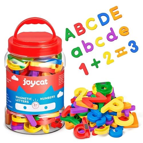 JoyCat 104 Pieces Magnetic Letters Numbers Alphabet Fridge Magnets ABC 123 Preschool Educational Learning Plastic Colorful Toy Set Uppercase Lowercase Math Symbols for Toddlers Kids 3+ - Image 1