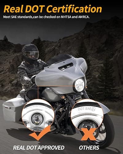 XPCTD 7 Inch LED Headlight Kit For Street Glide Road King Electra Glide Ultra Classic Fat Boy Tri Cvo Heritage Softail Slim Delux Ultra Limited Chrome thumbnail 3