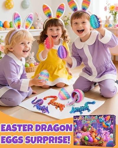 Ivrmtal 4PCS 3D Printed Dragon Eggs with Dragon Inside, Prefilled Easter Eggs with Toys for Kids 3D Printing Crystal Dragon Animals Toys Easter Basket Stuffers Dragon Gifts Desk Deco for Boys Girls thumbnail 2