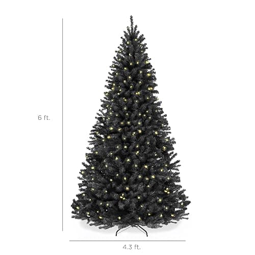 Best Choice Products Artificial Christmas Tree, 6ft Premium Pre-Lit Realistic Spruce Holiday Décor w/Dense Branches, Metal Base - Black Spruce thumbnail 3