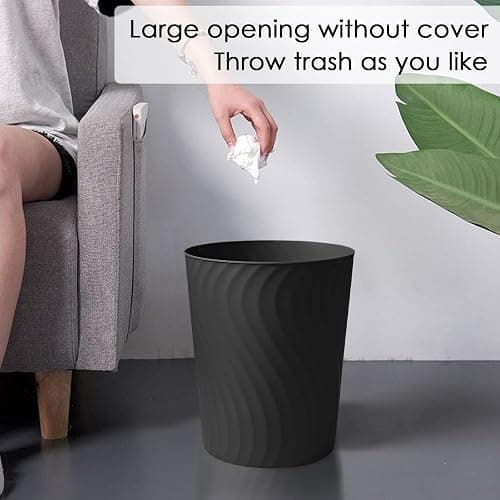 YGJT Small Trash Can, 3 Pack 1.8 Gallons Bathroom Trash Can, Slim Waste Basket, Round Garbage Can, Plastic Trash Bin for Kitchen, Dorm, Bedroom, Office, Living Room, Study, Compact Spaces(Black) thumbnail 3