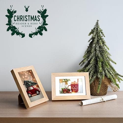 KINLINK 4x6 Frame Natural, Solid Wood 4 x 6 Picture Frame with Acrylic Plexiglass for 3.5x5 with Mat, Tabletop and Wall Display Photo Frames 4x6 Natural, 4 Pack thumbnail 2