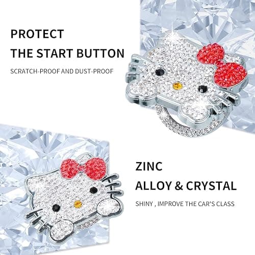 Bling Car Push to Start Button Cover Accessories, Crystal Rhinestone Car Engine Start Stop Button Cover, Auto Ignition Switch Cover, Cute Car Accessories for Women Decoration Interior Sticker thumbnail 3