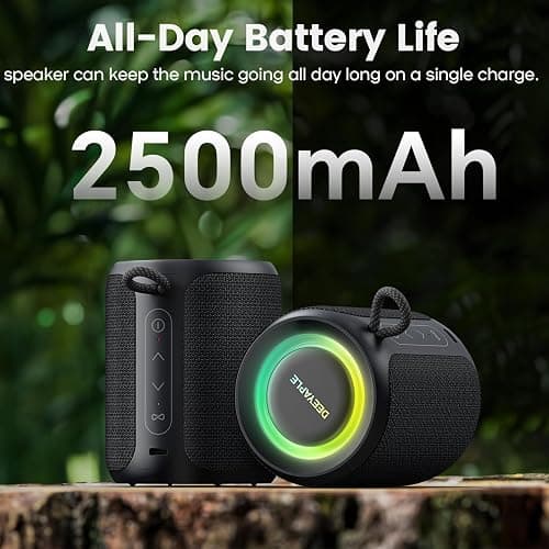 Bluetooth Speaker Wireless,IP67 Waterproof & Dustproof Portable Speaker with Lights,15W Loud Stereo Sound, 2500mAh Battery All Day Playtime, TWS Pairing, BT5.3, Home/Party/Outdoor/Beach (Black) thumbnail 3