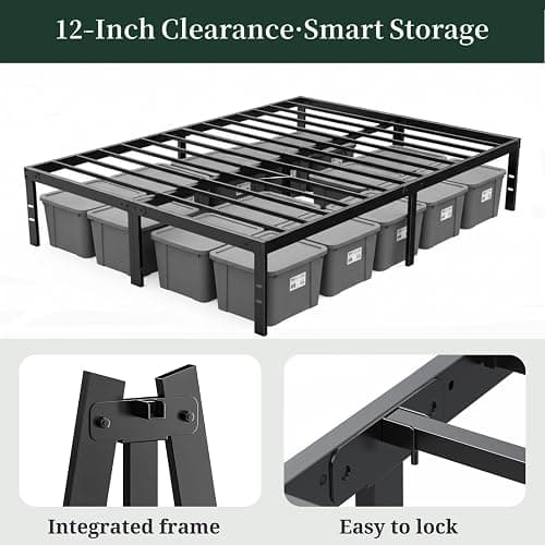 Full Size Bed Frame, 14 Inch Metal Platform Bed Frames with Heavy Duty Steel Slat Support, No Box Spring Needed, Easy Assembly, Under Bed Storage thumbnail 5