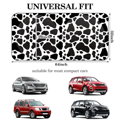 Windshield Sun Shade Foldable Car Front Window Covers for Car Accessories Sun Heat UV Rays Visor Protector Protection for Universal Cars SUV Truck(Cow Print) thumbnail 4