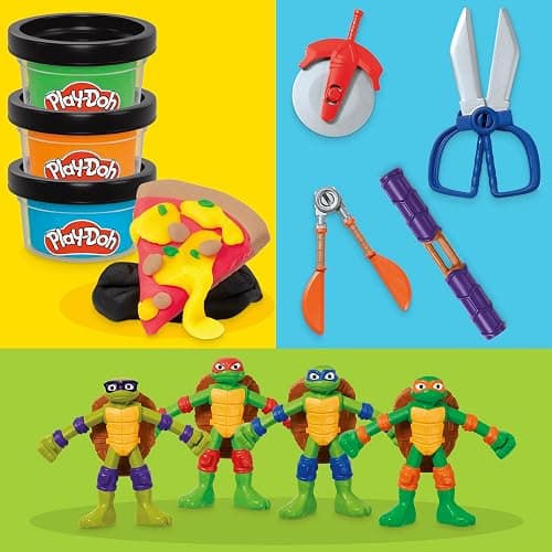 Play-Doh Teenage Mutant Ninja Turtles Cowabunga Creations Bendy 4 Inch Action Figures Set, Kids Arts & Crafts, TMNT Toys for Boys & Girls 4+ thumbnail 4