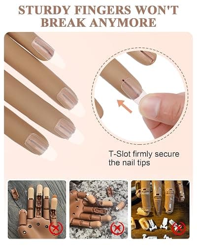 Practice Hand for Acrylic Nails, Silicone Hand for Nail Practice, Nail Tips Won't Fall off Nail Hand, Flexible Nail Practice Hand for Beginners,13.7 x 6.29 x 1.88in thumbnail 6